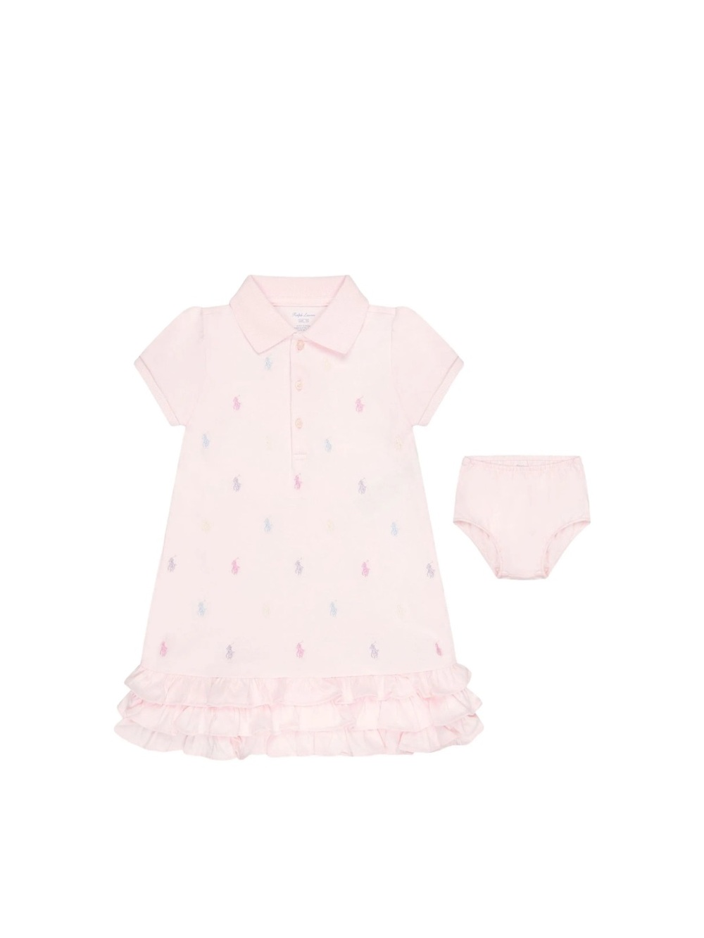 Pink Polo Ruffle Hem Dress with Bloomer